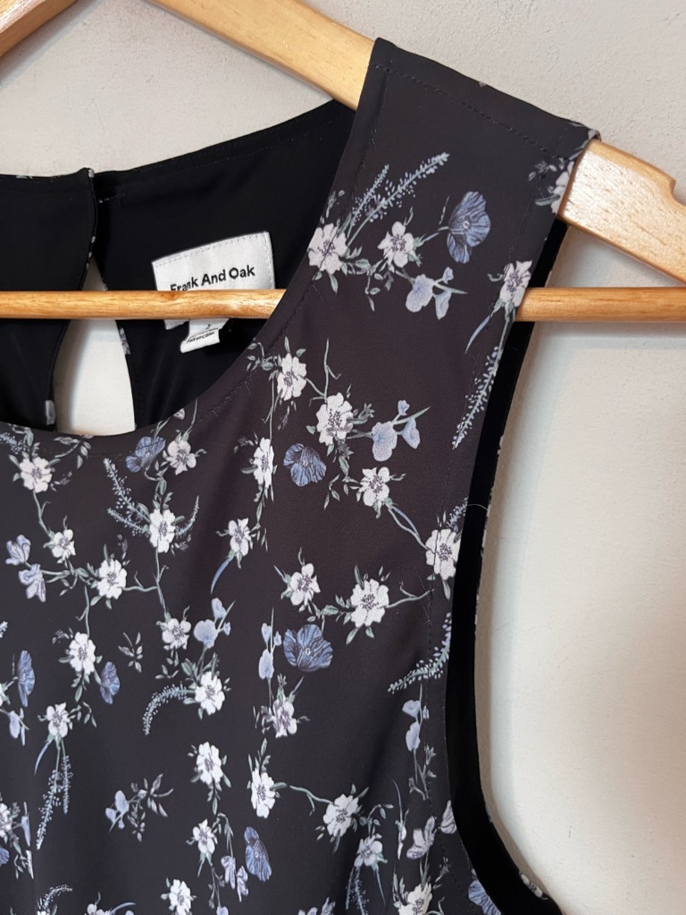 Frank & Oak Black Floral Midi Dress Tie Waist L Sheer Overlay Dark Romantic - Picture 4 of 13
